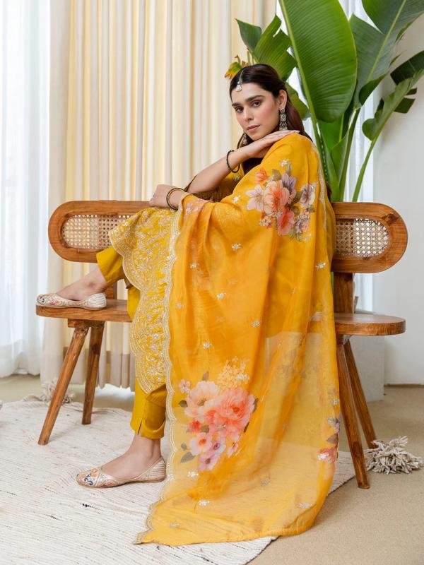 VP 9813 Y Embroidred Kurta Sets with Sequins Work Women Suits